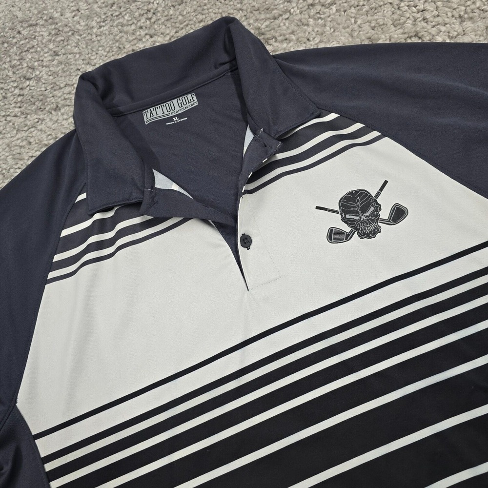 Tattoo Golf‎ Men's Performance Polo Shirt XL Skull Logo Short Sleeve Sporty